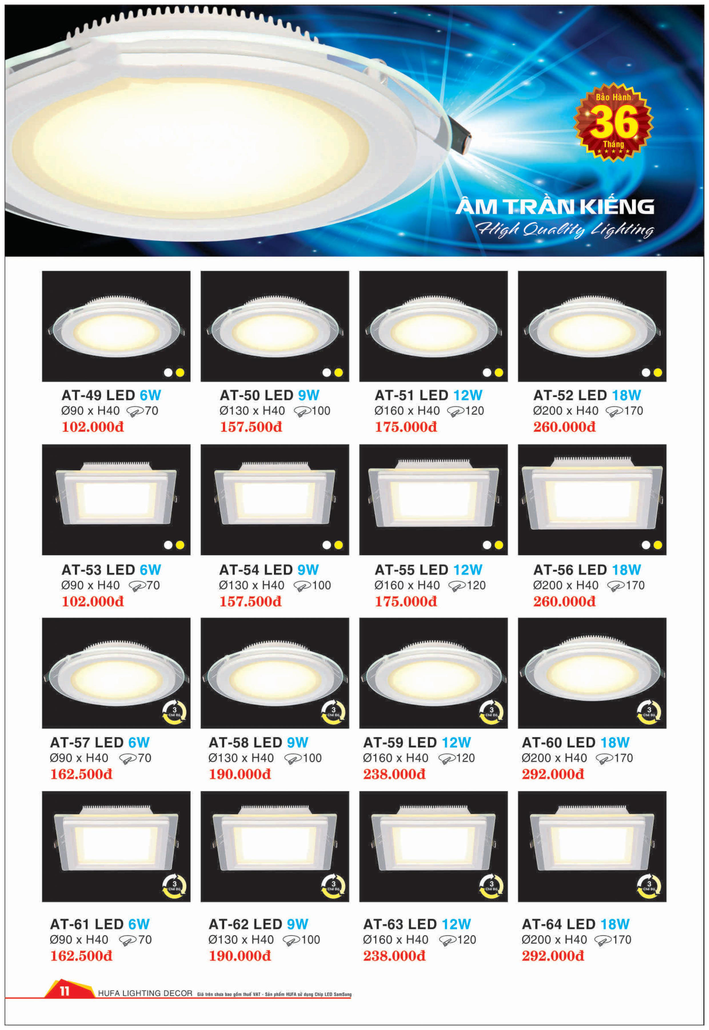 Đèn led âm trần
